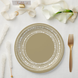Plato De Papel Luces Brillantes y Divertidas Fiesta Navideña Chic