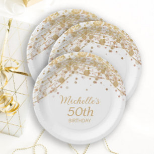 Plato De Papel Luces de Cadena Brillantes de Oro Blanco para Fies