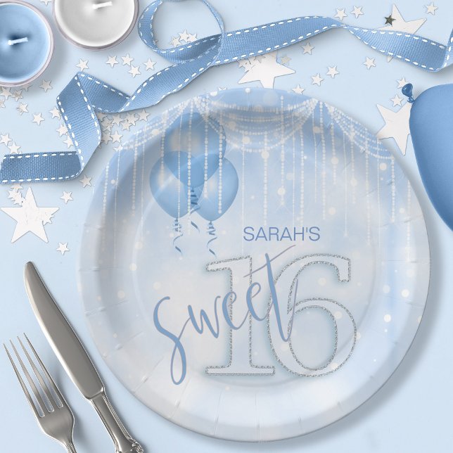 Plato De Papel Luces de cuerdas y globos dulces 16 Lt. Blue ID473 (Subido por el creador)