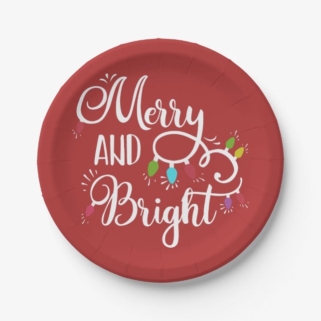 Plato De Papel luces de fiesta alegres y brillantes (Anverso)