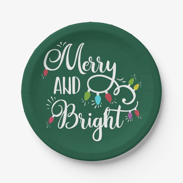Plato De Papel luces de fiesta alegres y brillantes (Anverso)