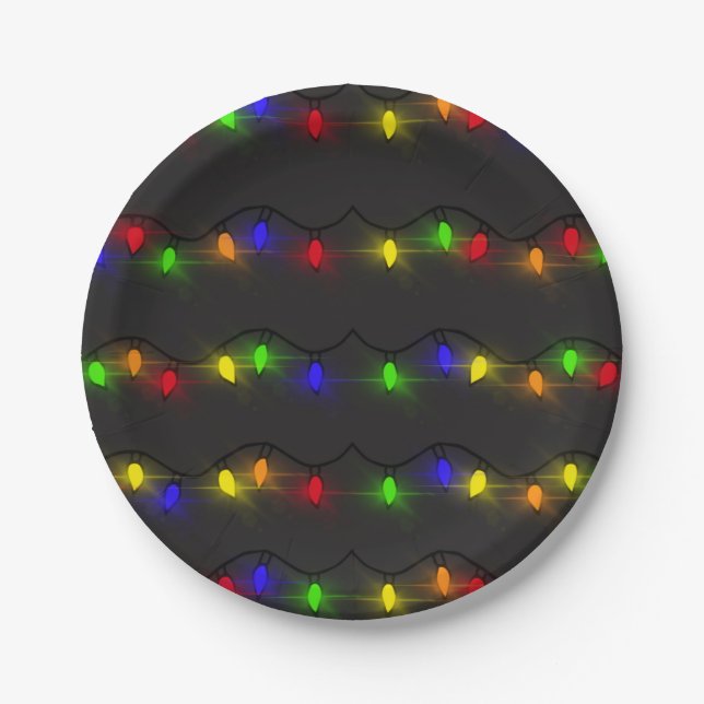 Plato De Papel Luces de los Navidades de Twinkling (Anverso)