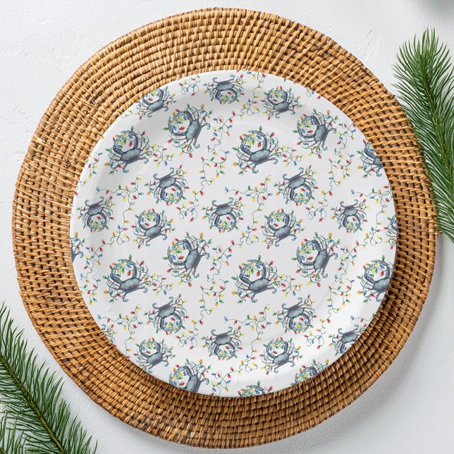 Plato De Papel Luces de Navidad de Cangrejo Costero (Subido por el creador)