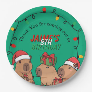 Plato De Papel Luces de Navidad para Cumpleaños de Carpincho