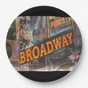 Plato De Papel Luces de Neón de Broadway
