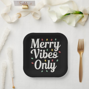 Plato De Papel Luces de solo vibraciones alegres de Navidad para 