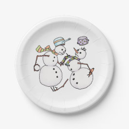 Plato De Papel Lucha de Snowman