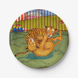 Plato De Papel lucha de tigres y leopardo