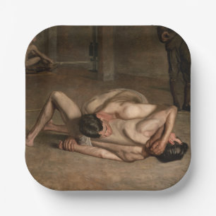 Plato De Papel Luchadores (de Thomas Eakins)