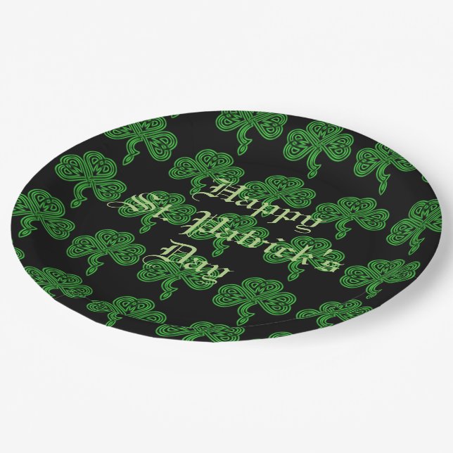Plato De Papel Lucky Celtic Shamrock Pattern Placas de papel (Angular)
