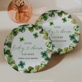 Plato De Papel Lucky Charm Baby Shower Shamrock Clover