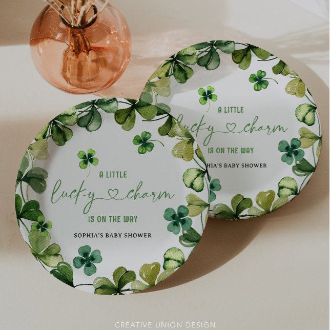 Plato De Papel Lucky Charm Baby Shower Shamrock Clover (Subido por el creador)