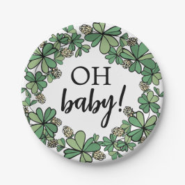 Plato De Papel Lucky Charm Clover Oh Baby Neutral Baby Shower