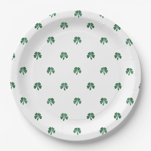 Plato De Papel Lucky Four Leaf Clover Boda Saint Patrics (Anverso)
