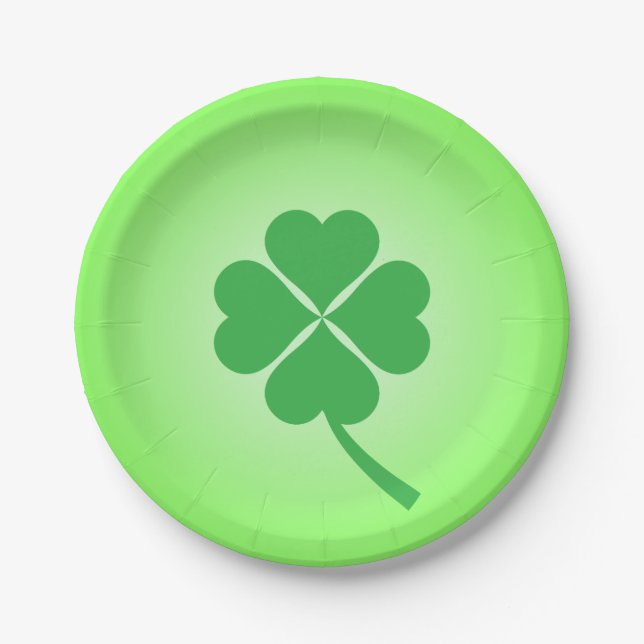 Plato De Papel Lucky Four Leaf Shamrock Design-87906 (Anverso)