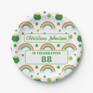 Plato De Papel Lucky Green Shamrock St Patrics Day Rainbow