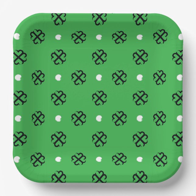 Plato De Papel Lucky Hearts Shamrock Paper Plate (Anverso)