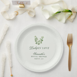 Plato De Papel Lucky in Love Green Shamrock Bridal Shower 
