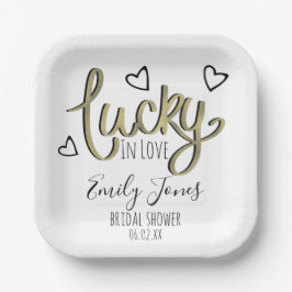 Plato De Papel Lucky in Love Hearts Bridal Shower
