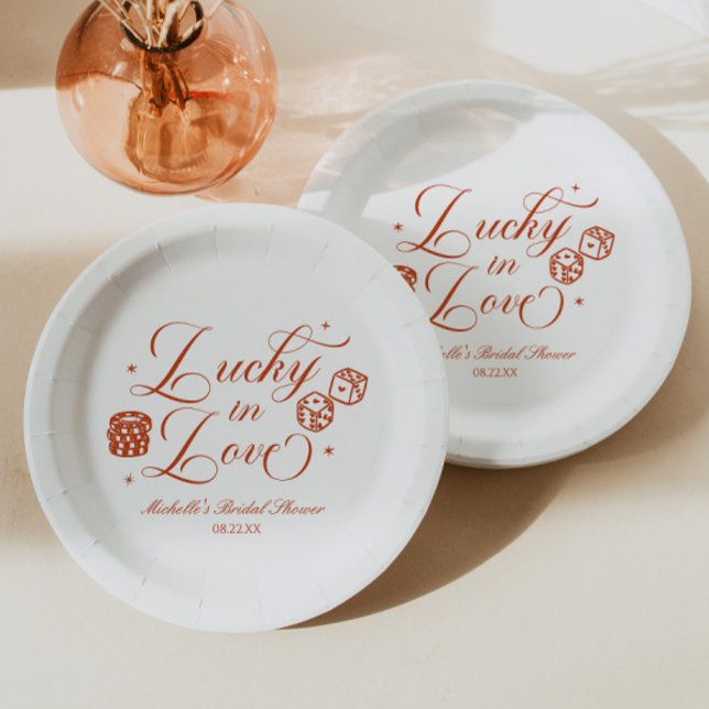 Plato De Papel Lucky In Love Playing Card Casino Bridal Shower (Subido por el creador)