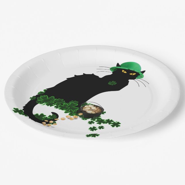 Plato De Papel Lucky Le Chat Noir St. Patrick's Day (Angular)