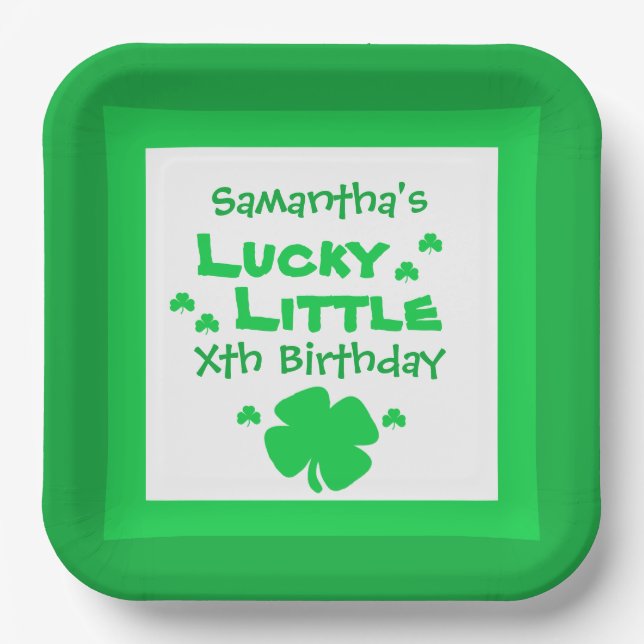 Plato De Papel Lucky Little Birthday Paper Plate (Anverso)