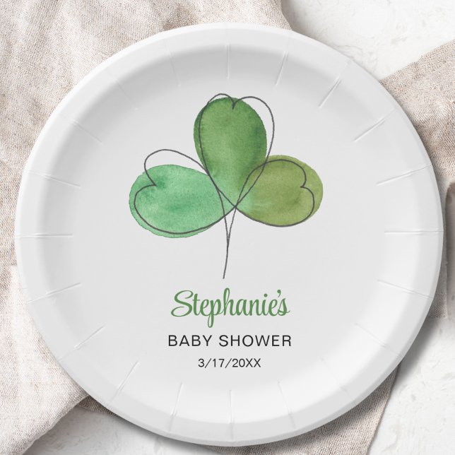 Plato De Papel Lucky Little Shamrock Baby Shower (Subido por el creador)