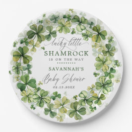 Plato De Papel Lucky Little Shamrock Spring Clover Baby Shower