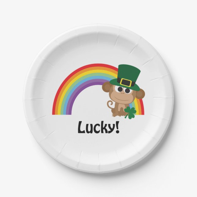Plato De Papel Lucky Monkey Leprechaun (Anverso)