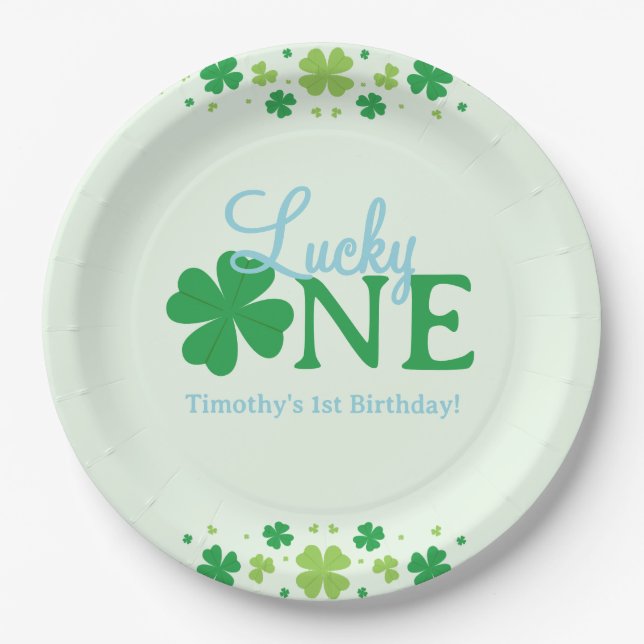 Plato De Papel Lucky One First 1st Birthday Party (Anverso)