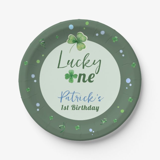 Plato De Papel Lucky One St Patrick Boy Birthday (Anverso)