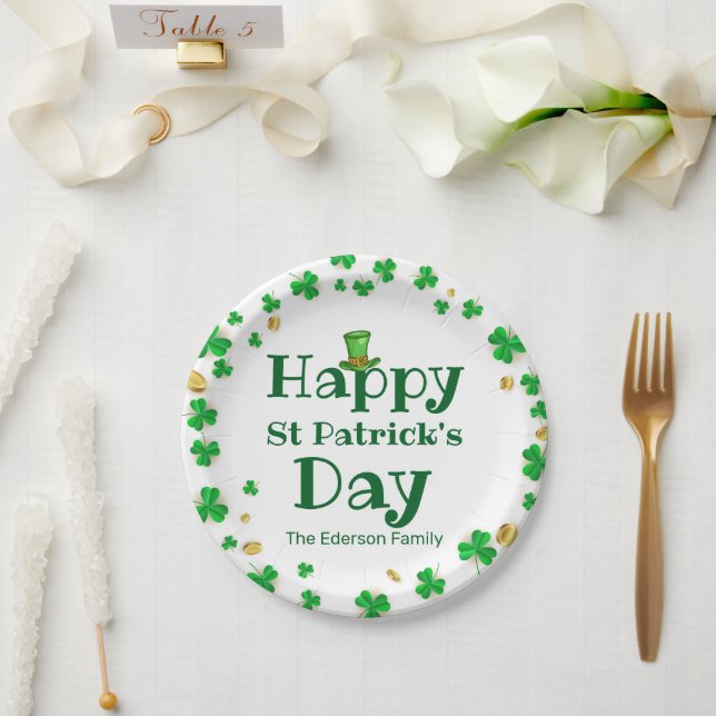 Plato De Papel Lucky Shamrock St. Patrick's Day Paper Plates (Boda)