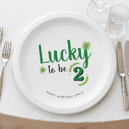 Plato De Papel Lucky to be St Patrick's Day Clover Kids Birthday