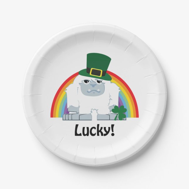 Plato De Papel Lucky Yeti Leprechaun (Anverso)