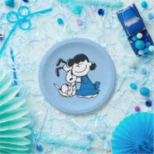 Plato De Papel Lucy Hugging Snoopy