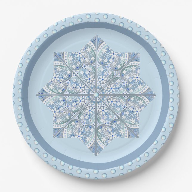 Plato De Papel Lugar cerámico Azul claro (Anverso)