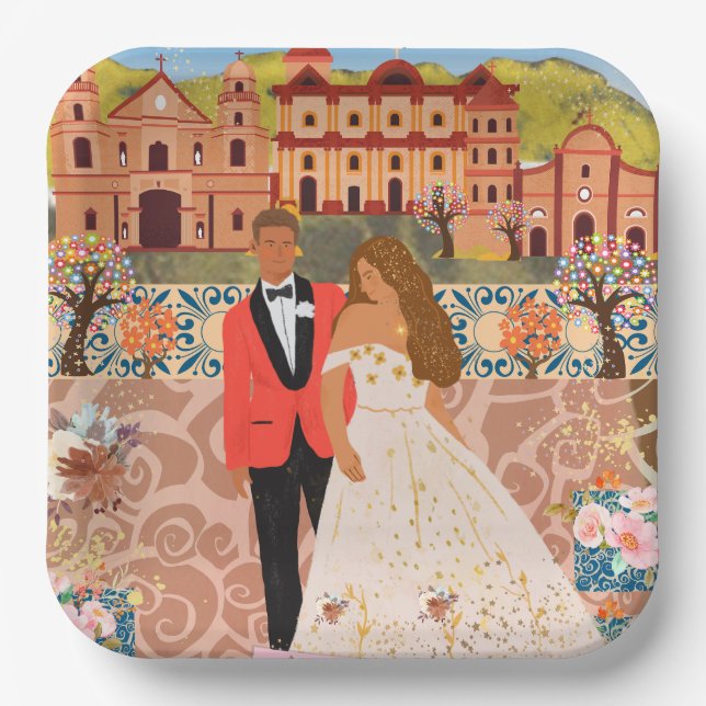 Plato De Papel lugar de la boda (Anverso)