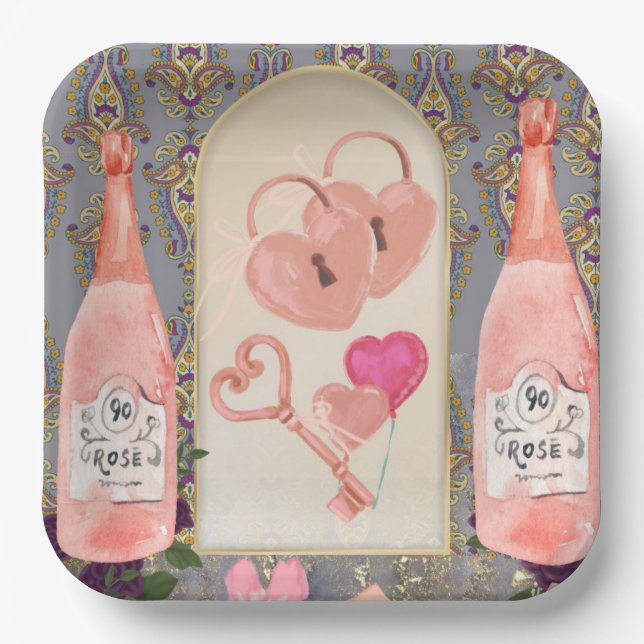 Plato De Papel lugar de la fiesta de bodas (Anverso)