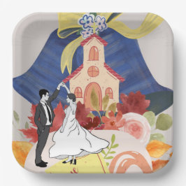 Plato De Papel lugar de la fiesta de bodas