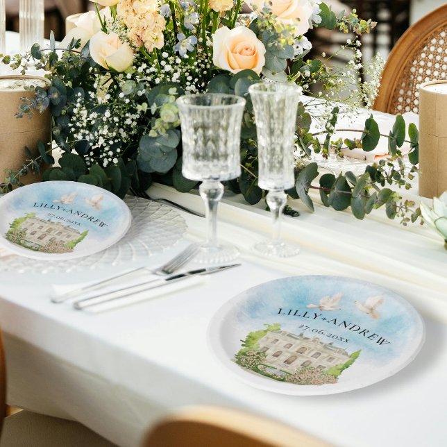 Plato De Papel Lugar elegante | Palomas Boda Lujo (Subido por el creador)