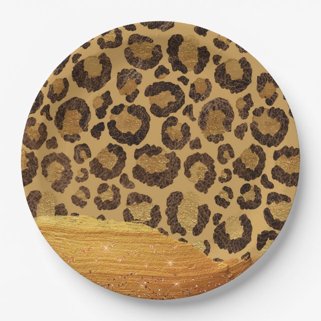 Plato De Papel Lugares de oro en la Metalizado piel de glamur chi (Anverso)