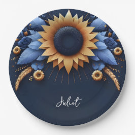 Plato De Papel Lujo Fuchsia Crown Royal Blue Bridal Shower