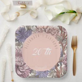 Plato De Papel Lujo moderno y elegante cumpleaños floral