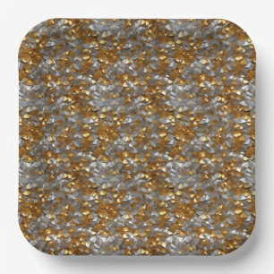 Plato De Papel Lujoso decorativo oro y plata