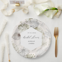 Plato De Papel Lujoso Foliage Tropical Bridal Shower