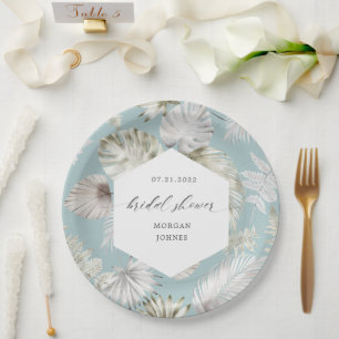Plato De Papel Lujoso Foliage Tropical Bridal Shower