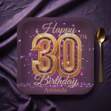 Lujoso morado y oro Gemstone 30 cumpleaños