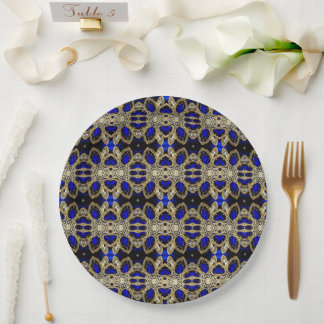 Plato De Papel Lujoso trendy Elegante Oro Turquesa Cobalto Azul