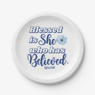 Plato De Papel Luke 1:45 Blessed es quien ha creído en la flor az