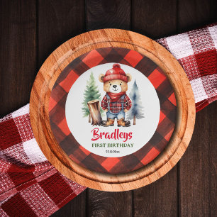 Plato De Papel Lumberjack fiesta tableware lindo osito de peluche